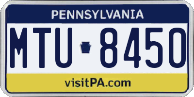PA license plate MTU8450