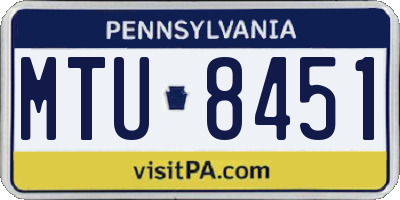 PA license plate MTU8451