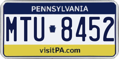 PA license plate MTU8452
