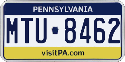 PA license plate MTU8462