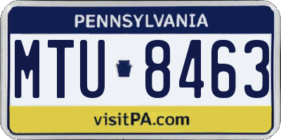 PA license plate MTU8463