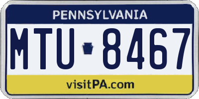 PA license plate MTU8467