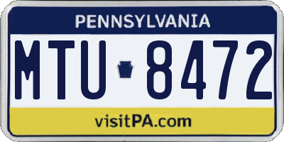 PA license plate MTU8472