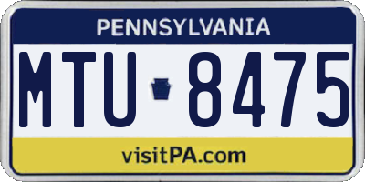 PA license plate MTU8475