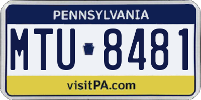 PA license plate MTU8481