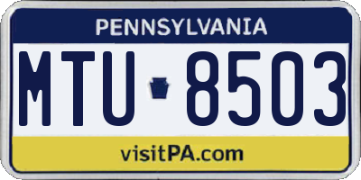 PA license plate MTU8503