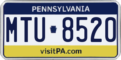 PA license plate MTU8520