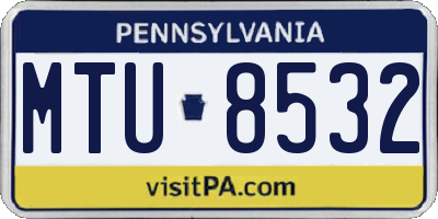 PA license plate MTU8532