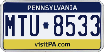 PA license plate MTU8533
