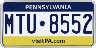 PA license plate MTU8552