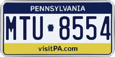 PA license plate MTU8554