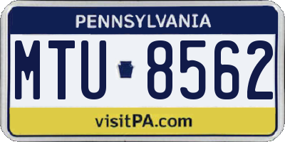 PA license plate MTU8562