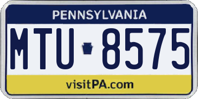 PA license plate MTU8575