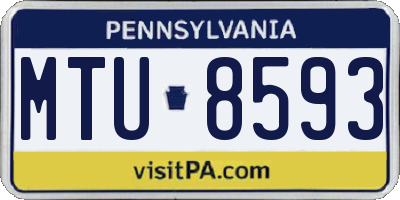 PA license plate MTU8593