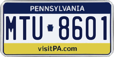 PA license plate MTU8601