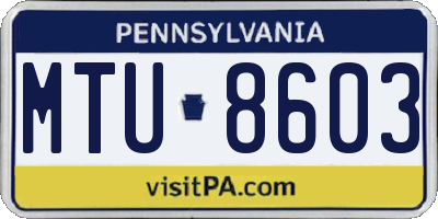 PA license plate MTU8603
