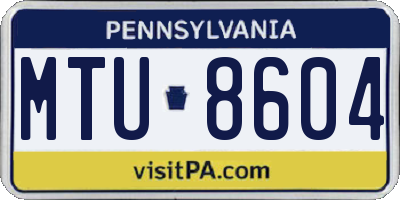 PA license plate MTU8604