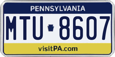 PA license plate MTU8607