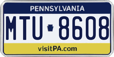 PA license plate MTU8608