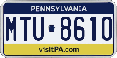 PA license plate MTU8610