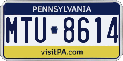PA license plate MTU8614