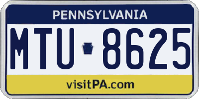 PA license plate MTU8625