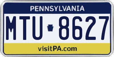 PA license plate MTU8627