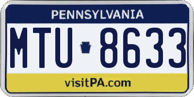 PA license plate MTU8633