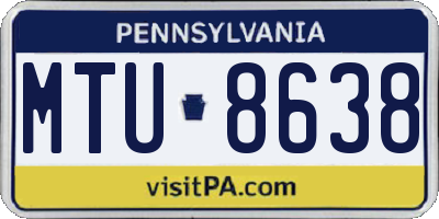 PA license plate MTU8638