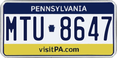 PA license plate MTU8647