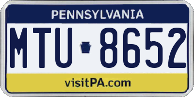 PA license plate MTU8652
