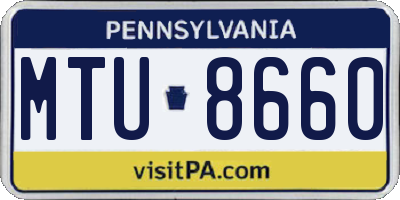 PA license plate MTU8660