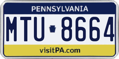 PA license plate MTU8664