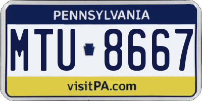 PA license plate MTU8667