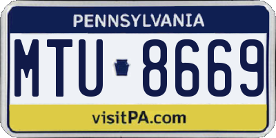 PA license plate MTU8669