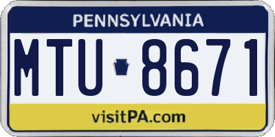 PA license plate MTU8671