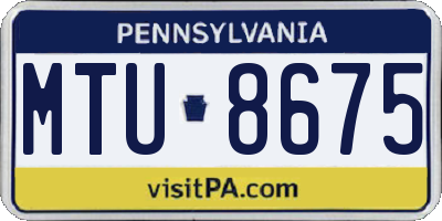 PA license plate MTU8675