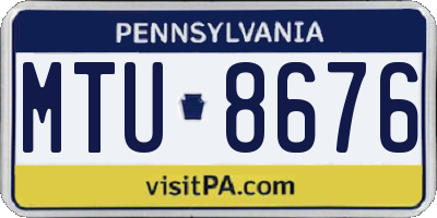 PA license plate MTU8676