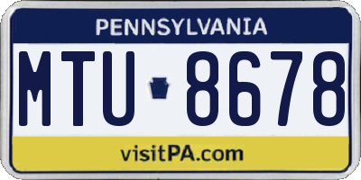 PA license plate MTU8678