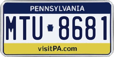 PA license plate MTU8681