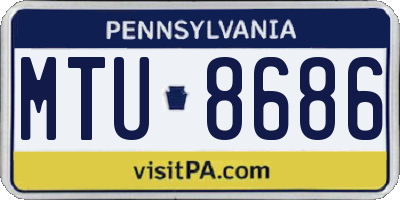 PA license plate MTU8686