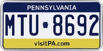 PA license plate MTU8692