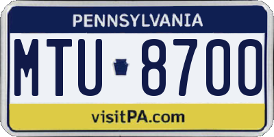 PA license plate MTU8700