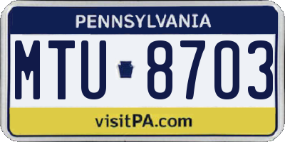 PA license plate MTU8703