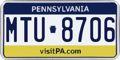 PA license plate MTU8706