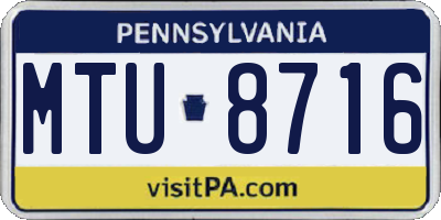 PA license plate MTU8716
