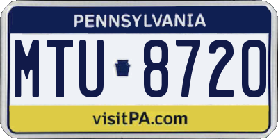 PA license plate MTU8720