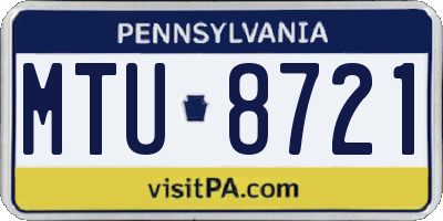 PA license plate MTU8721