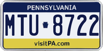 PA license plate MTU8722