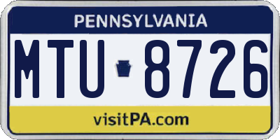 PA license plate MTU8726